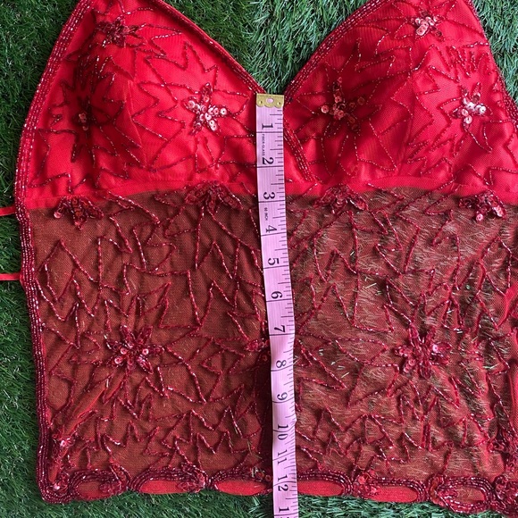 Red Y2K beaded top - Picture 10 of 11